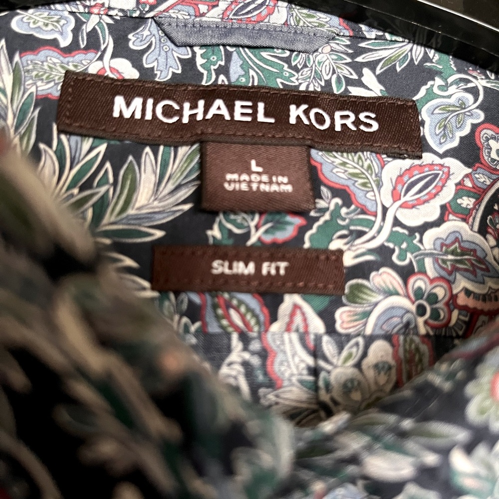 Michael Kors floral slim fit button-up shirt in Large.